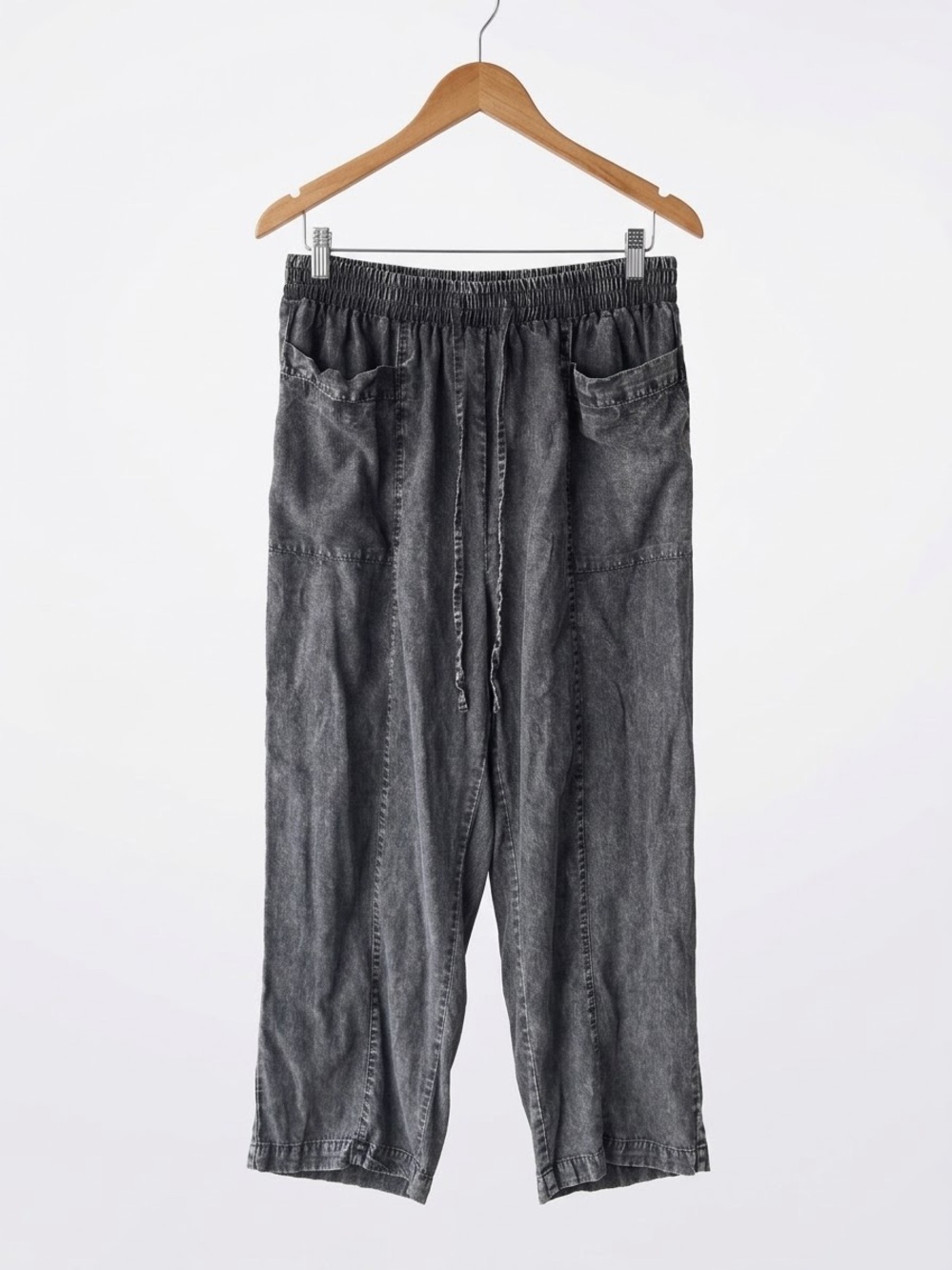 Jane + Delancey Plus 1X Charcoal Mineral Wash Lyocell Pull On Pants Lagenlook